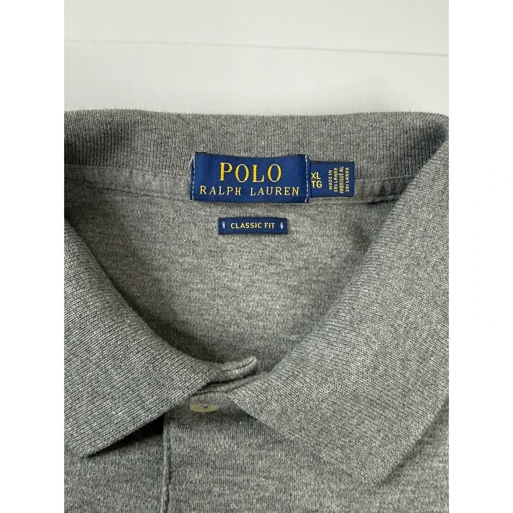 Polo Ralph Lauren Classic Fit Polo Shirt Flesh Pony Heathered Gray Men's XL